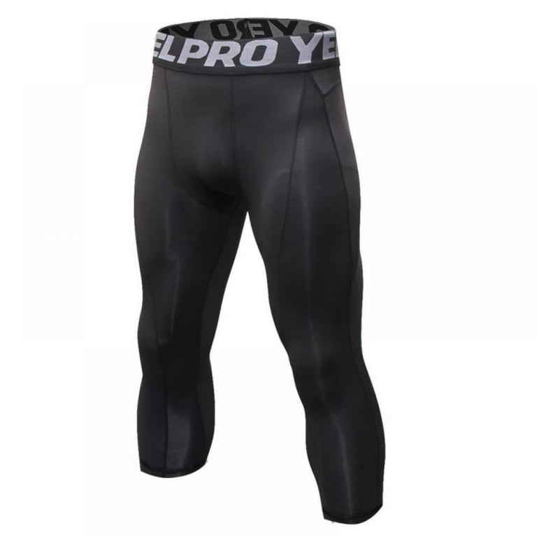 Men Compression Shorts Gym 3 4 Pant Base Layers Running Sport Tights Leggings Running Workout Tights Yoga Gym Base Layer Black Red L