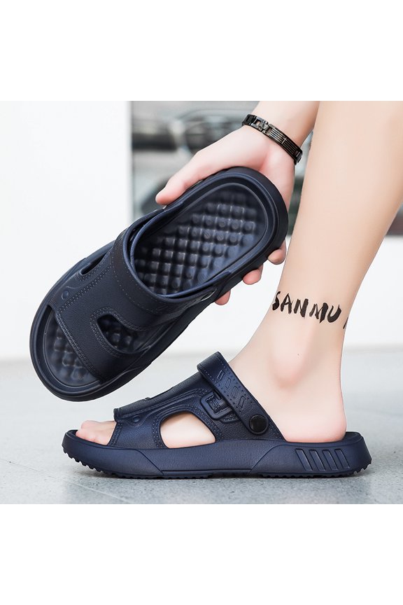 Men Convertible Buckle Hollow Sport Sandals Massage Bubble Insole Thick Platform Outdoor Slippers