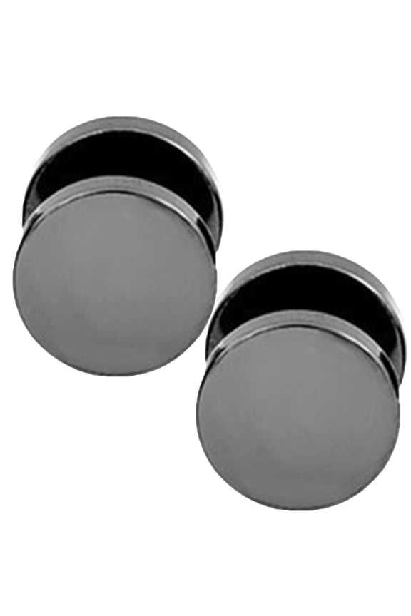 Men Cool Punk Round Black Stainless Steel Ear Stud Piercing Earrings 3mm - 14mm