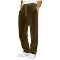 thumbnail image 1 of Men Corduroy Drawstring Pocket Straight Loose Casual Pants, 1 of 4