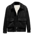 thumbnail image 1 of Men Corduroy Jacket Lapel Long Sleeve Flap Pockets Full Zipper Closure Solid Color Jacket Casual Outerwear, 1 of 8