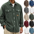 thumbnail image 1 of Men Corduroy Shacket Sevevn Long Sleeve Lapel Collar Button Front Jacket With Dual Chest Pockets For Daily Casual Wear Weekend Outings And Everyday Street Occasions, 1 of 8