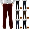 thumbnail image 1 of Men Corduroy Straight Leg Pants Trousers, High Waist Zip Pocket Velvet Lined Stretchy, Casual Daily Work Outdoor Warm Winter Essentials | JASKFLY,Black L, 1 of 6