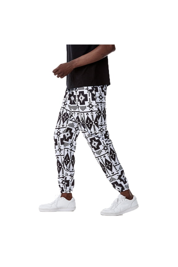 Men Cotton Baggy Hippie Yoga Harem Pants Funky Printed Plus Size Trousers Sports Boho Wide Leg Baggy Harem Pants with Pockets Black XL