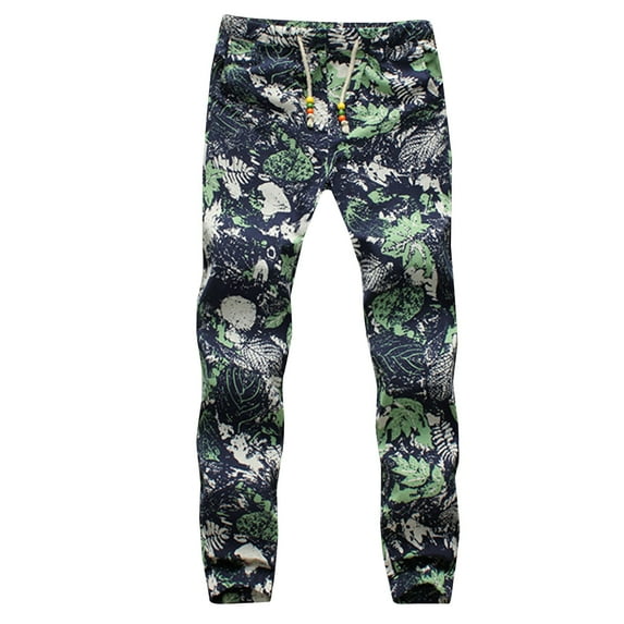 Men Cotton Baggy Hippie Yoga Harem Pants Funky Printed Plus Size Trousers Sports Boho Wide Leg Baggy Harem Pants with Pockets Green XXXXXL