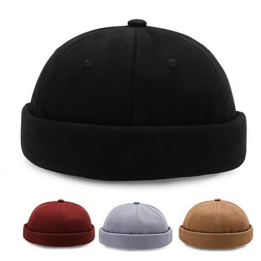 Men Cotton Brimless Docker Cap Adjustable Street Casual Lovers Visor-Less Sailor Skullcap Beanie Hat