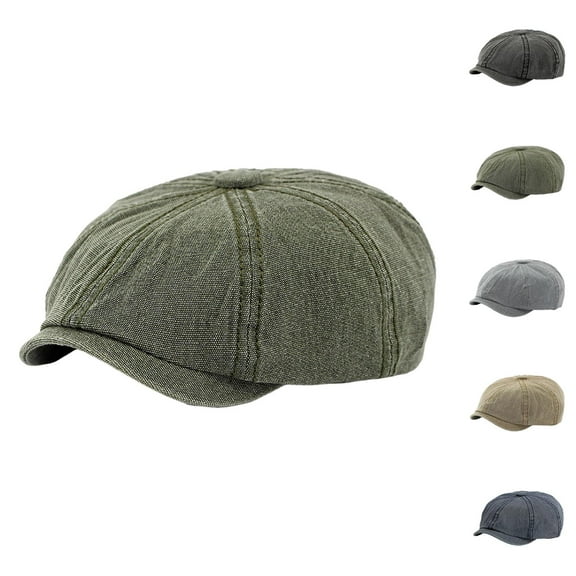 Men Cotton Denim Beret Hat – Retro Washed Painter Cap, Comfortable Breathable Casual Style, Streetwear Fashion Accessory for Daily Use