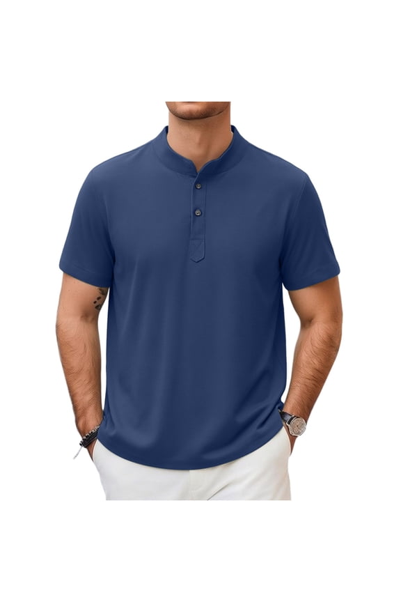 Men Cotton Linen Shirt Short Sleeve Stand Collar Tops Button Up Shirts Summer Plus Size Top Business Dressy Blouse Loose Fit Blouses Easy Breathable Tees Casual Work Clothing