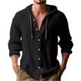 thumbnail image 1 of Men Cotton Linen Shirts Men's Short-Sleeved Shirts Summer Solid Color Turn-Down Collar Casual Beach Style Plus Size Tops, 1 of 4