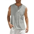 thumbnail image 1 of Men Cotton Linen Tank Top Shirts Summer Beach Hippie Tops Sleeveless Lace Up Renaissance Pirate Tunic, 1 of 2