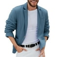 thumbnail image 1 of Men Cotton Linen Tops Button Down Blazer Jackets Plus Size Coat Solid Long Sleeve Suit Jacket Spring Classic Overcoat Lapel Top with Pockets 2026 New Fashion Outfits Going Out Clothes, 1 of 7