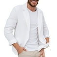 thumbnail image 1 of Men Cotton Linen Tops Button Down Blazer Jackets Plus Size Coat Solid Long Sleeve Suit Jacket Spring Classic Overcoat Lapel Top with Pockets 2026 New Fashion Outfits Going Out Clothes, 1 of 7