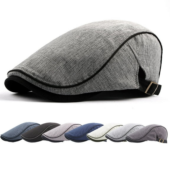 Men Cotton Newsboy Beret Hat Buckle Cabbie Cap