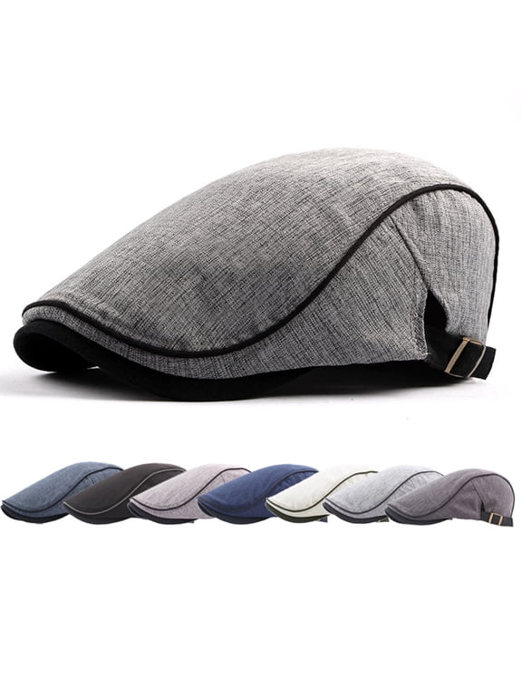 Men Cotton Newsboy Beret Hat Buckle Cabbie Cap