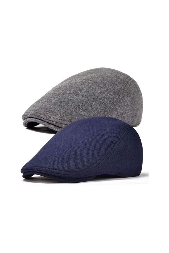 2 Pieces Newsboy Men's Hat Newsboy Cap Flat Cap Soft Stretch Fit Men Cap Cabbie Hunting Cap for Men Outdoor Daily Use.