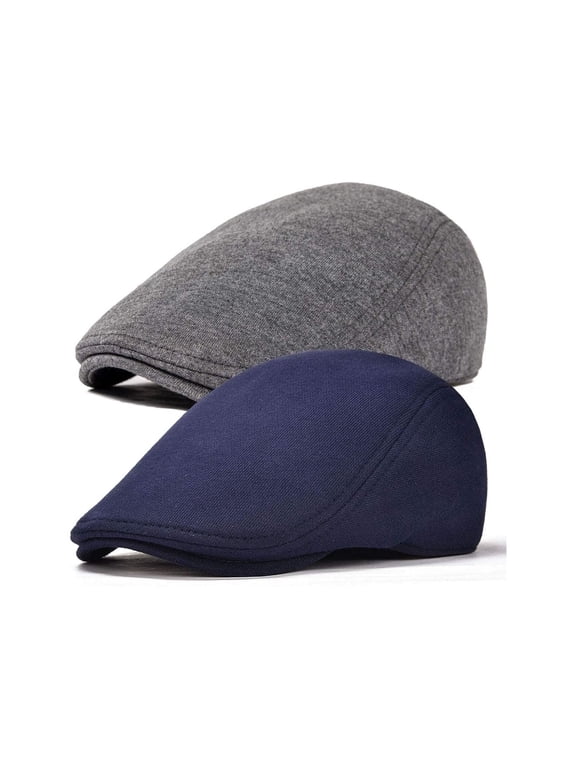 2 Pieces Newsboy Men's Hat Newsboy Cap Flat Cap Soft Stretch Fit Men Cap Cabbie Hunting Cap for Men Outdoor Daily Use.