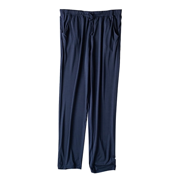 Men Cotton Pajama Pants Lightweight Soft Pj Trouser Bottoms Casual Lounge Pants with Pocket Size 3XL Navy