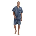 thumbnail image 1 of Men Cotton Pajama Shorts For Men Lightweight Plaid Soft Nightwear Short Sleeves PJS With Pockets, 1 of 5