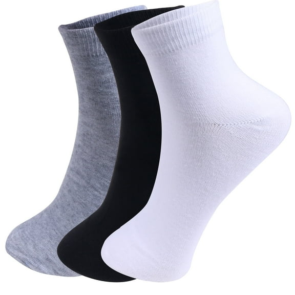 Men Cotton Socks Gray/Black/White Casual Athletic Thin Quarter/Ankle lot 12 Pairs Size: 9-11
