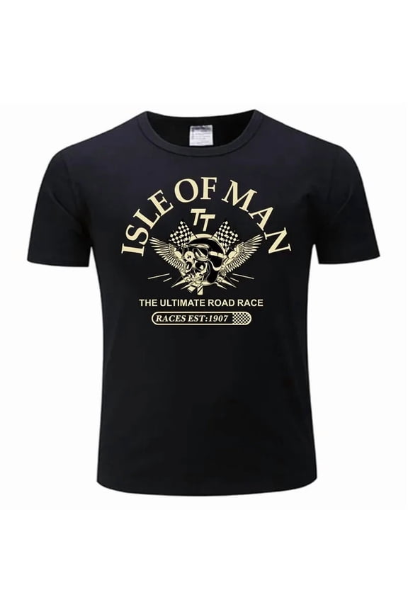 Men Cotton Tshirt Isle of Man TT Races The Ultimate Road Race EST1907 Skull Helmet T-Shirt Fashion Tees 2024