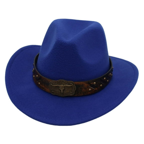Cowboy Hats for Men Blue Hats Leather Hat for Men Summer Cowboy Hats for Men One Size