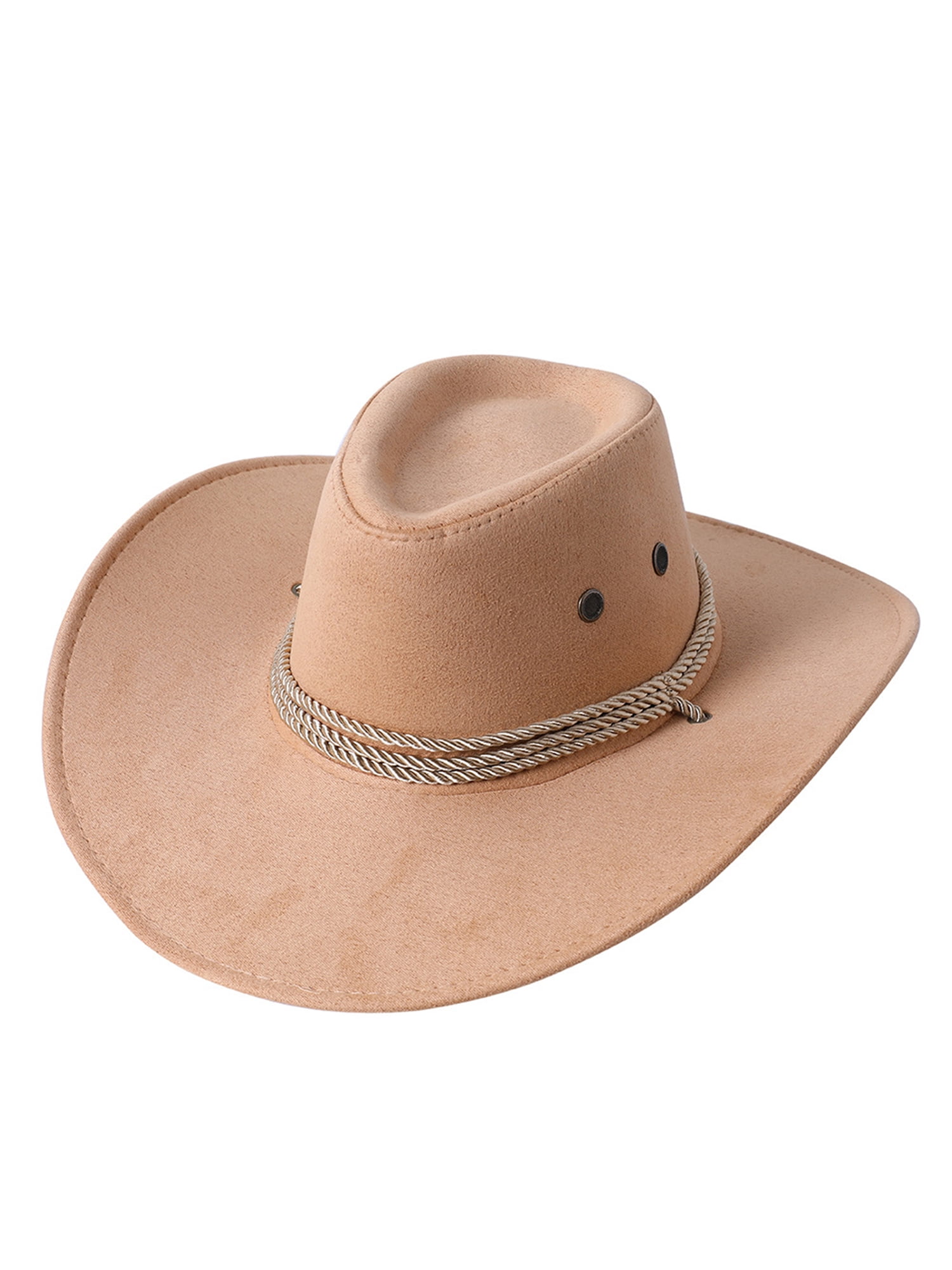 Men Cowboy Hat Western Cowboy Hat with Adjustable Durable Leather Hats for Men Chin Rope Wide