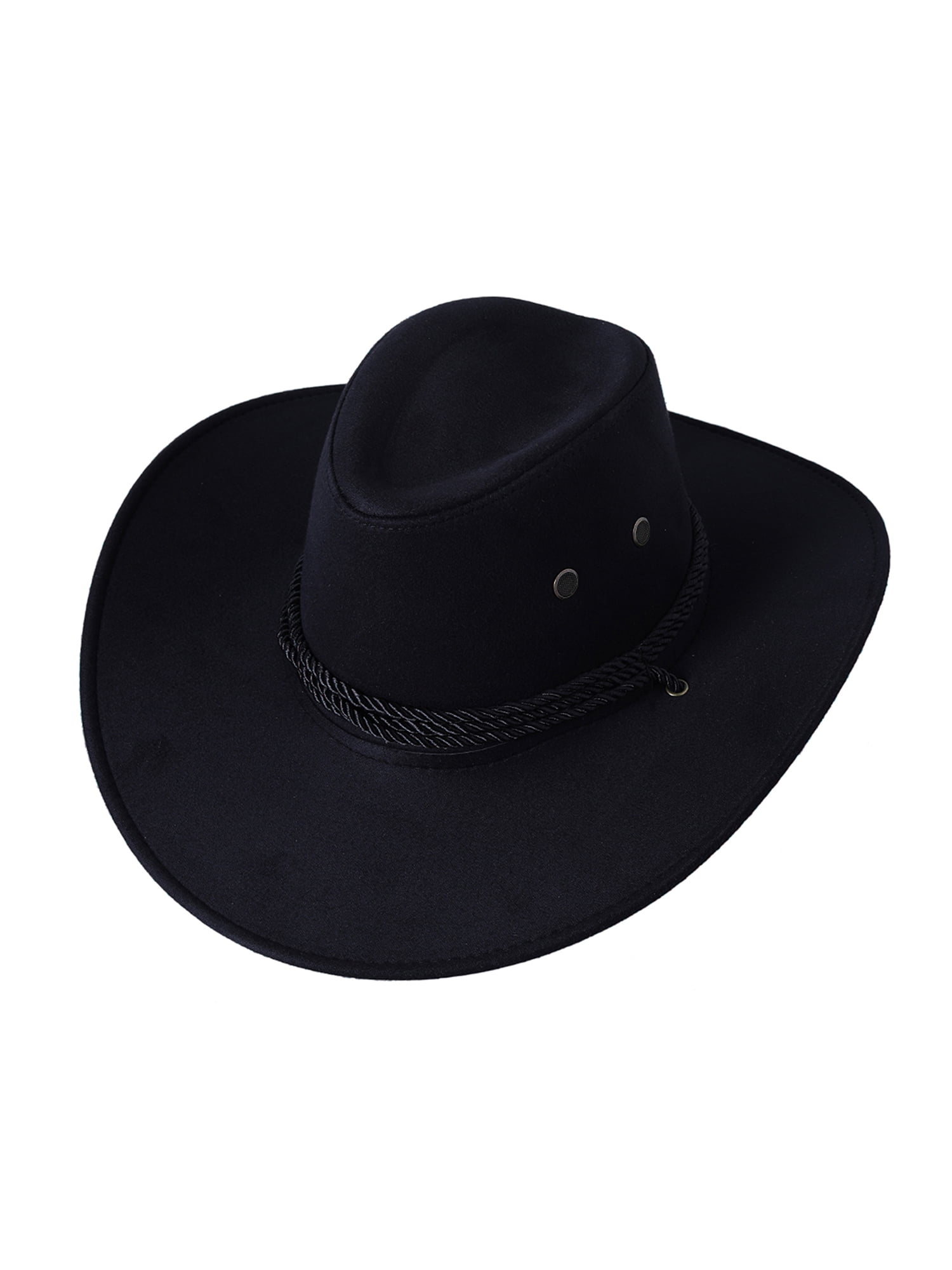 Men Cowboy Hat with Adjustable Chin Rope Wide Brim Vintage Style Clothing  Accessories Fishing Caps And Horse Riding Hats