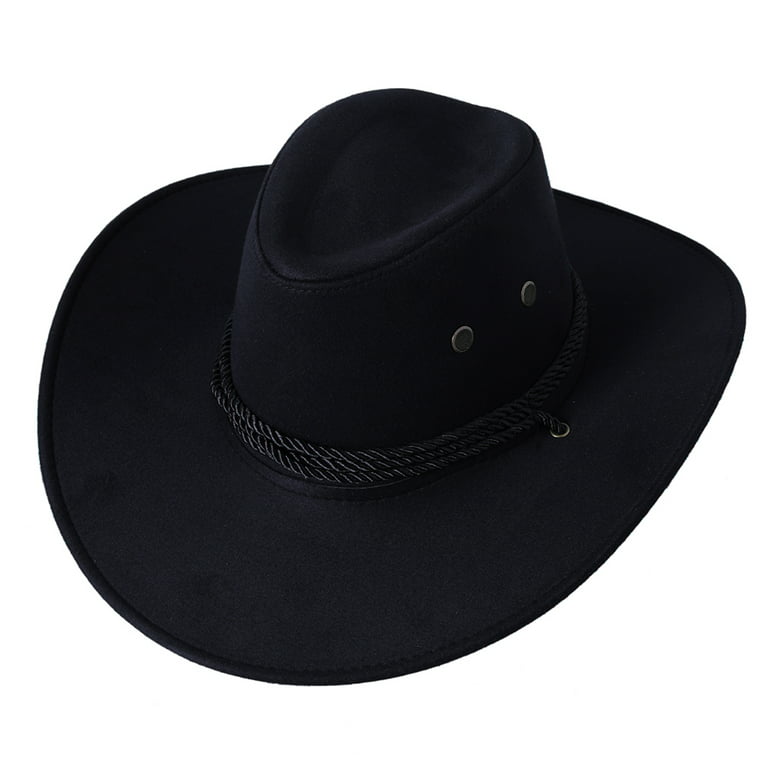 Men Cowboy Hat with Adjustable Chin Rope Wide Brim Vintage Style Clothing  Accessories Fishing Caps And Horse Riding Hats 