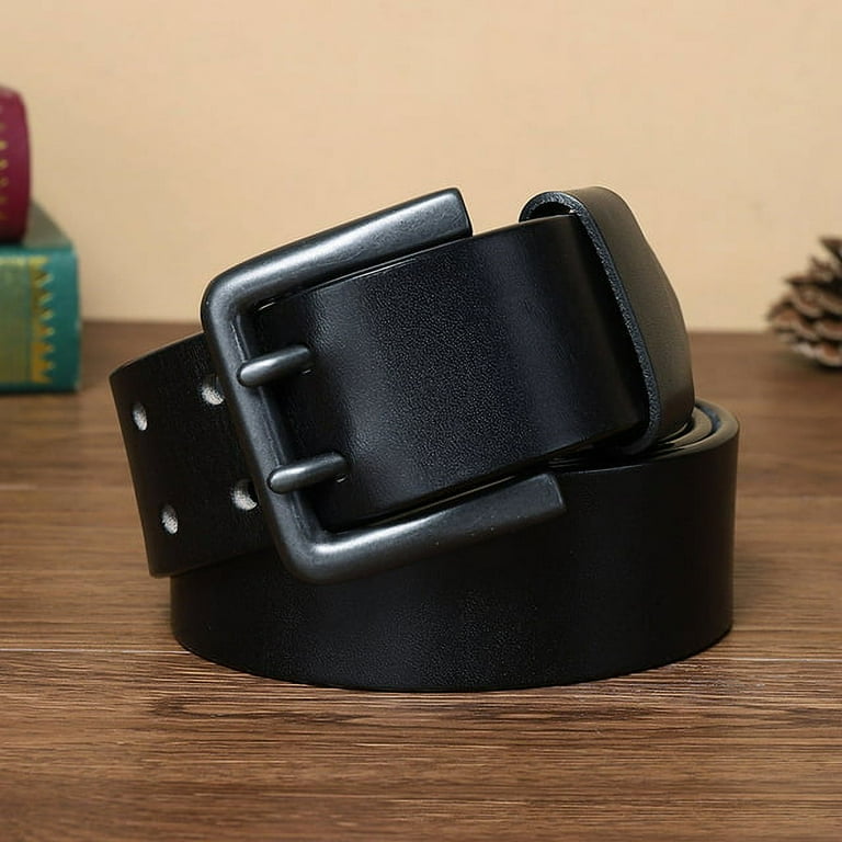 Men Cowskin Genuine Leather Belt Vintage Jeans Belt Strap Double Pin Buckle Designer Belts For Men