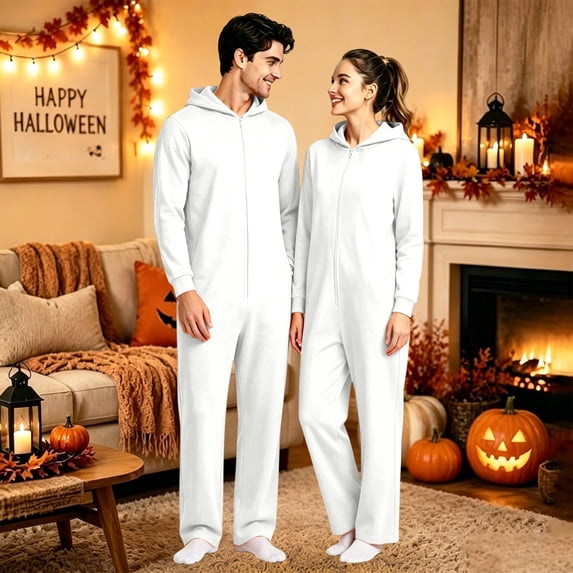 Men Cozy Full Zip Hooded Jumpsuit â Unisex Onesie Sleepwear â Essential Men's Clothing for Halloween Winter Casual (Sizes S-XXXXL)