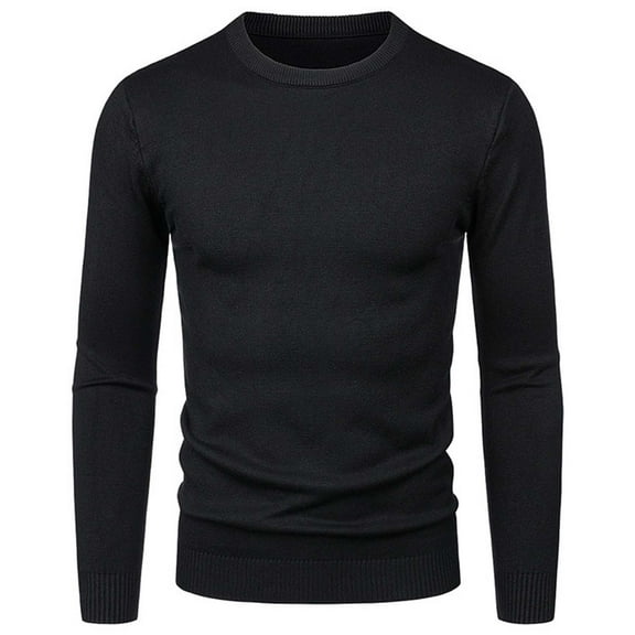 Men Crew Neck Sweater Casual Ribbed Knit Long Sleeve Fisherman Pullover Sweater Winter Lightweight Slim Fit Business Work Basic Knitwear