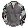 thumbnail image 1 of Men Crew Neck Sweatshirt Classic Camouflage Print Hoodless Sweatshirt Half Zip Long Sleeve Pullover Top Men's Shirt Sweater Tops, 1 of 4