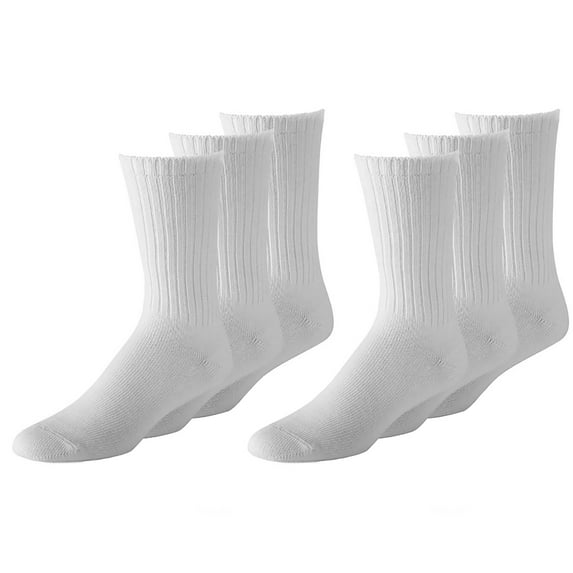 Men Crew Socks Shoe Size 10 to 13 in Black and White - Bulk Wholesale Packs (6