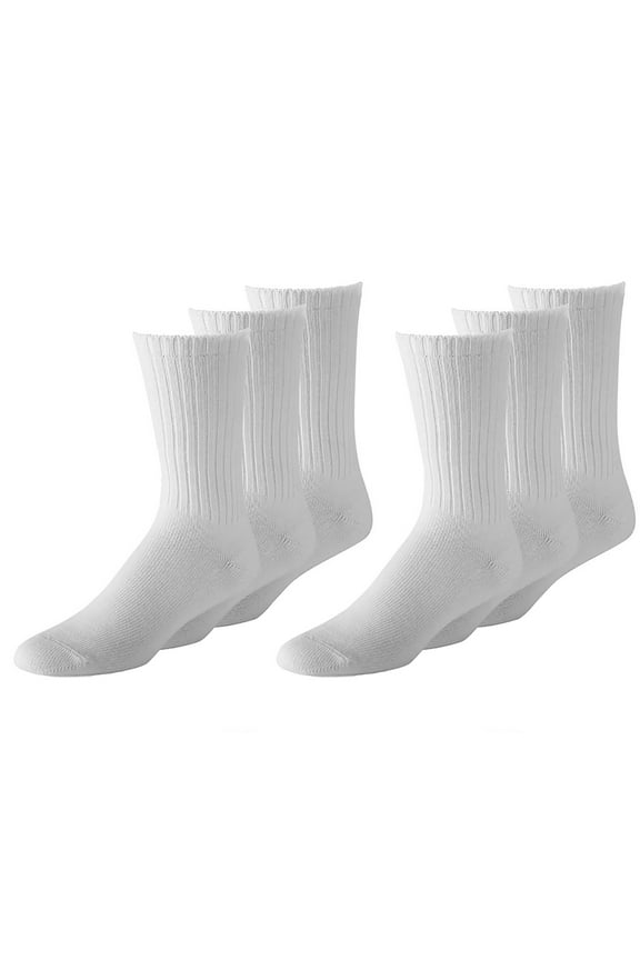 Men Crew Socks Shoe Size 10 to 13 in Black and White - Bulk Wholesale Packs (6
