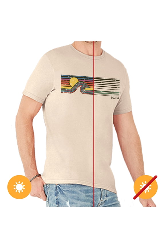 Men Crew Tee - Sunset Wave - Grey by DelSol for Men - 1 Pc T-Shirt (Large)