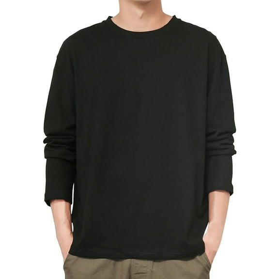 Men Crewneck Long Sleeve T Shirt Pullover Sweater Slim Fit Basic Thermal Top Comfortable Casual Wear Men's Lightweight Crewneck Tee Tops