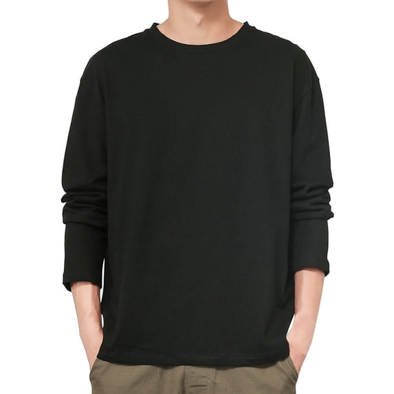 Men Crewneck Long Sleeve T Shirt Pullover Sweater Slim Fit Basic Thermal Top Comfortable Casual Wear Men's Lightweight Crewneck Tee Tops