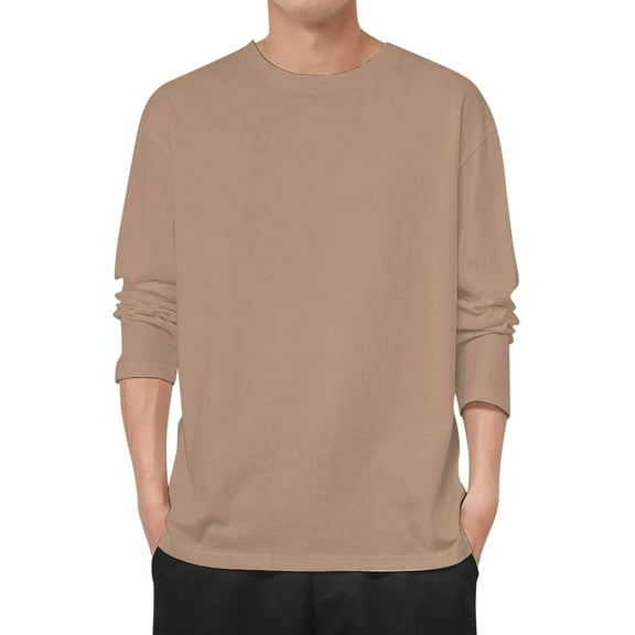 Men Crewneck Long Sleeve T Shirt Pullover Sweater Slim Fit Basic Thermal Top Comfortable Casual Wear Men's Lightweight Crewneck Tee Tops
