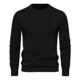 thumbnail image 1 of Men Crewneck Sweater Casual Cable Knit Long Sleeve Fisherman Pullover Blouse Winter 2023 Lightweight Slim Fit Basic Work Knitwear, 1 of 4
