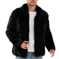 thumbnail image 1 of Men Cropped Fuzzy Jacket Winter Warm Coat Open Front Outerwear,Lapel Long Sleeve and Pocket Daily Casual Comfy Wear,Black,M, 1 of 8
