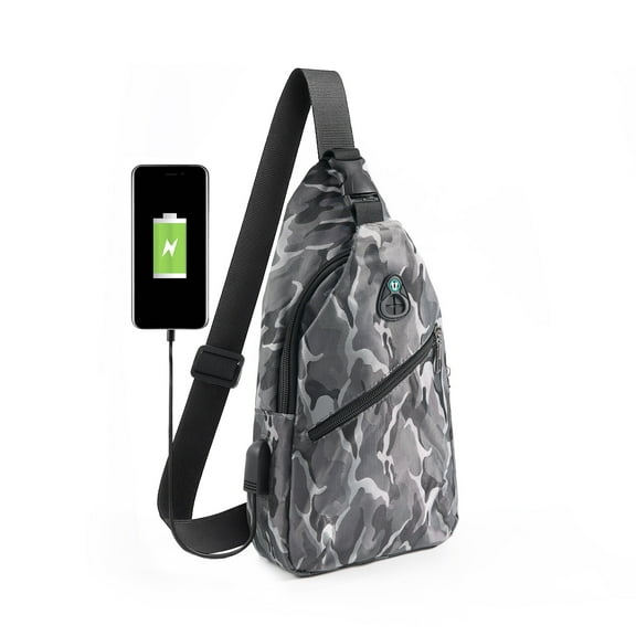 Men Crossbody Chest Backpack Messenger Shoulder Sling Bag Daypack with USB Charging for Travel