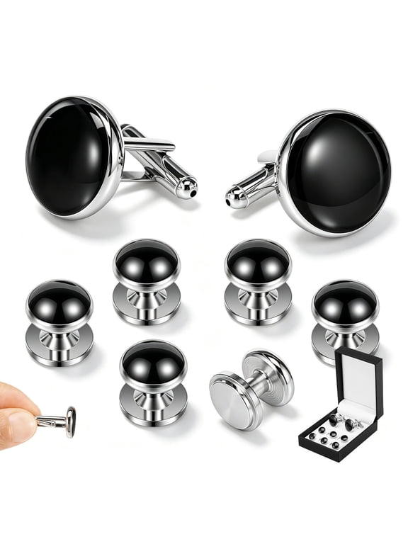Men Cufflink and Tuxedo Stud Set,Copper Cuff Link and Shirt Stud Set,Formal Accessories for Formal Dinner Business Banquet Ceremony