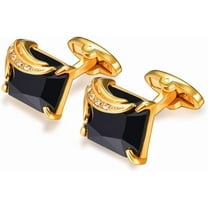 Men Cufflinks for Wedding Christmas Business Platinum or 18K Gold Plated Crystal Fancy Stone Cuff Links, Custom Photo Cufflinks,Gift Packed