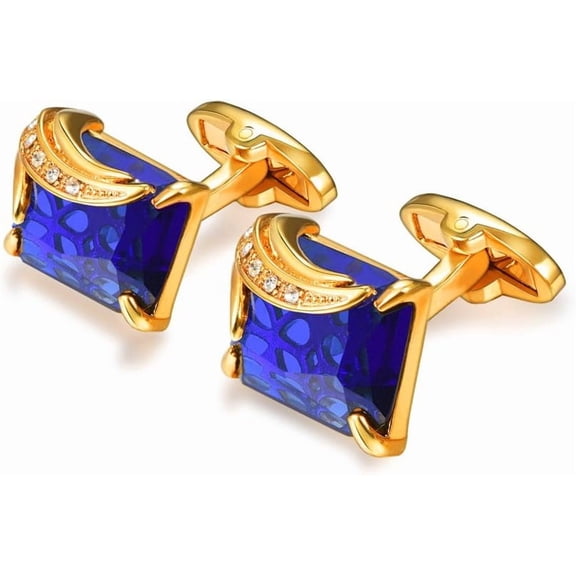Men Cufflinks for Wedding Christmas Business Platinum or 18K Gold Plated Crystal Fancy Stone Cuff Links, Custom Photo Cufflinks,Gift Packed