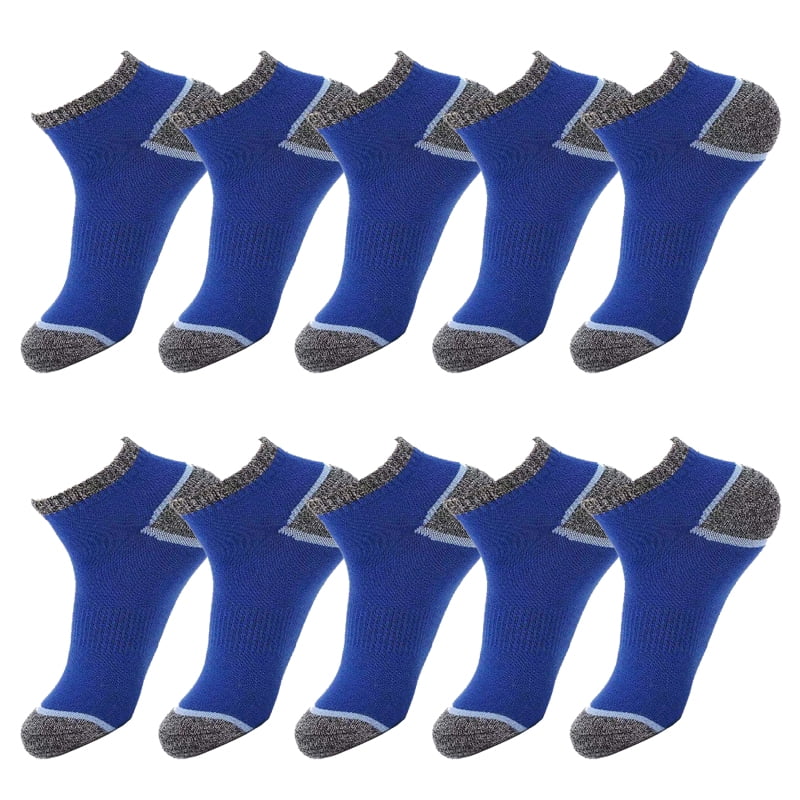 Men Cushioned Athletic Compression Ankle Socks 10 Pairs (611,Blue