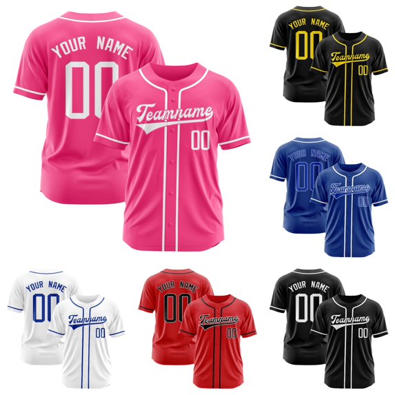 Men Custom Baseball Printed Name Sport Shirts For Athletic Wear Pink L