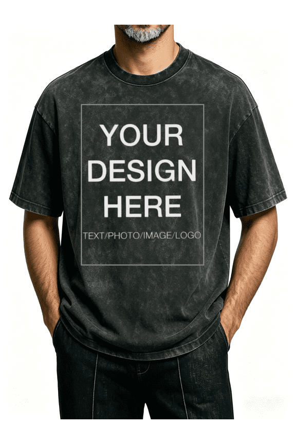 Men Customized DTF Print Custom Shirt T-shirt Vintage Acid Wash Oversized Blank T Shirts, Heavy Cotton Crew Neck Unisex Custom Print Plain Tee POD Mockup Available