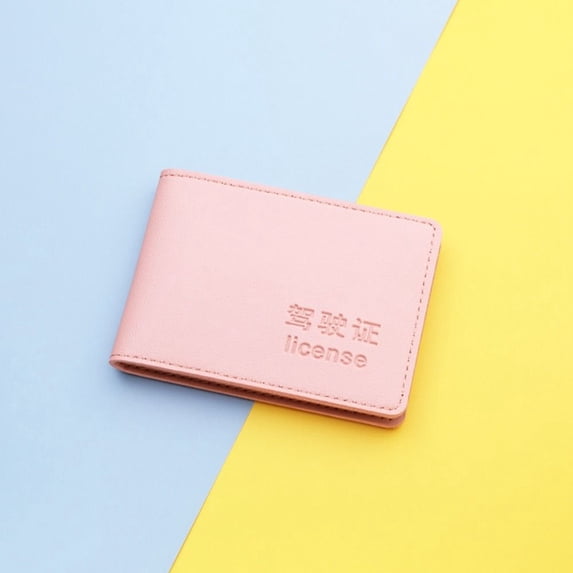 Men Cute Credit Card Clip PU Leather Card Bag Women ID Card Holder Driver's License Holder Driver's License Case Folder Wallet Car Documents Storage Bag PINK