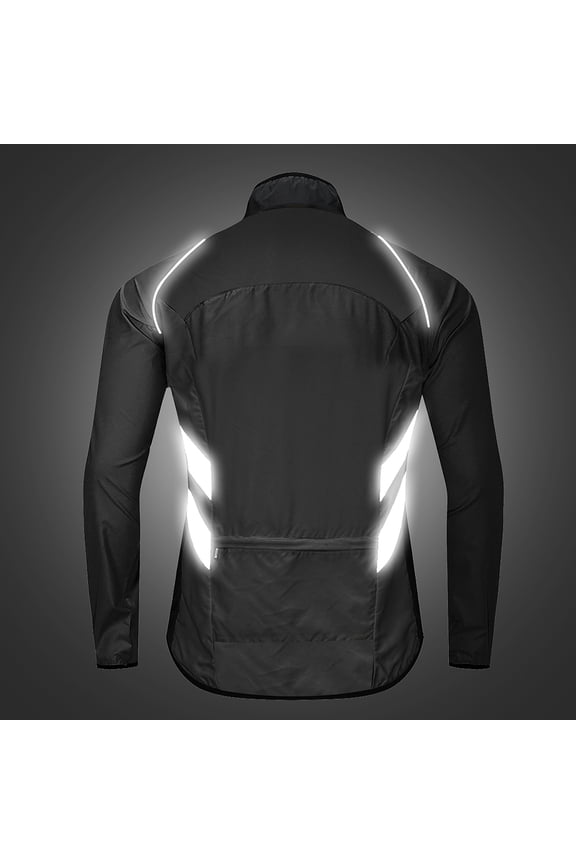 Men Cycling Jacket Windproof Water Resistant Reflective Long Sleeve Bike Riding Jersey Outerwear Coats