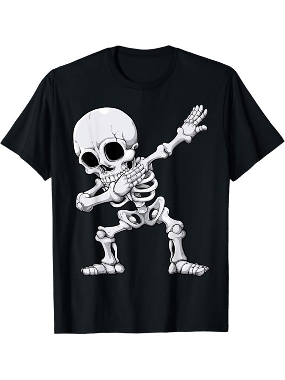 Men Dabbing Skull Rib Cage Dab Dance Halloween Celebration T-Shirt, Size S-5XL
